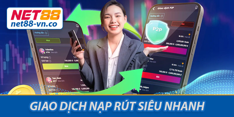 NET88 - Nhà Cái Thể Thao, Casino Uy Tín Hàng Đầu Châu Á 8 Giao dịch nạp rút tiền tại NET88 siêu nhanh